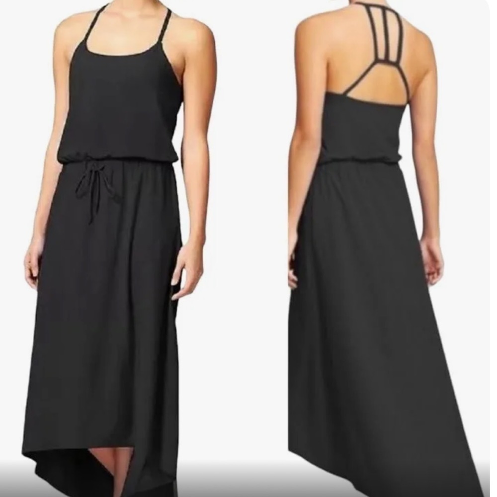 Athleta Novella High low caged back dress Black. 8